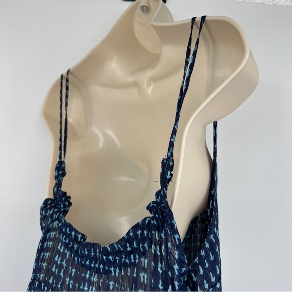Free People Midnight Dance Print Spaghetti Strap Blue Sleeveless Maxi Dress - Picture 9 of 15
